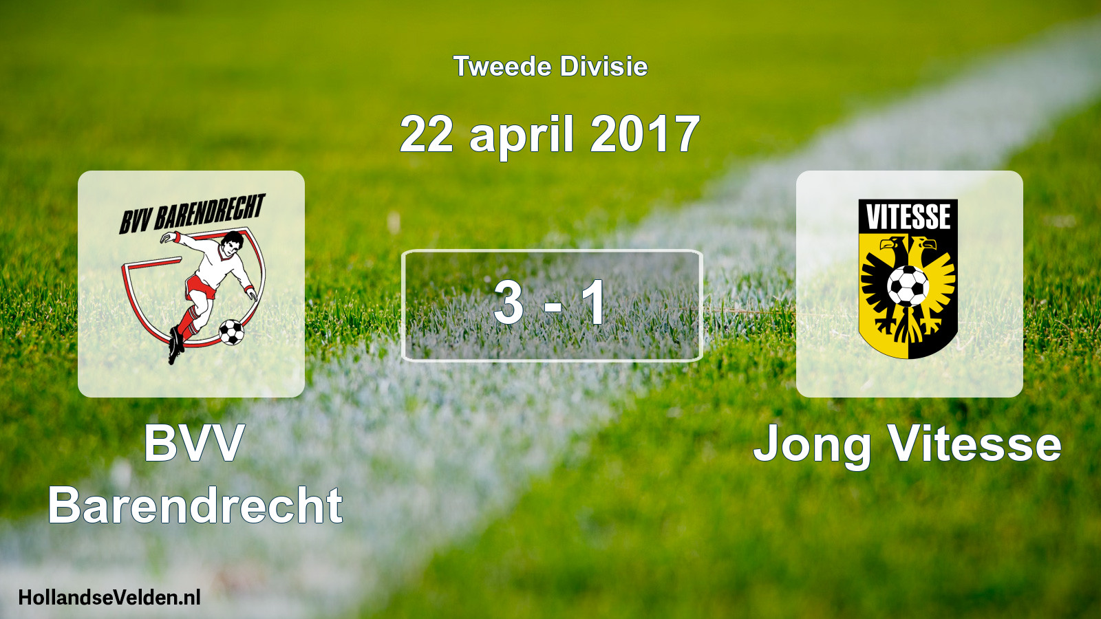 Total number of matches played: BVV Barendrecht - Jong Vitesse 3 - 1 (22 April 2017)