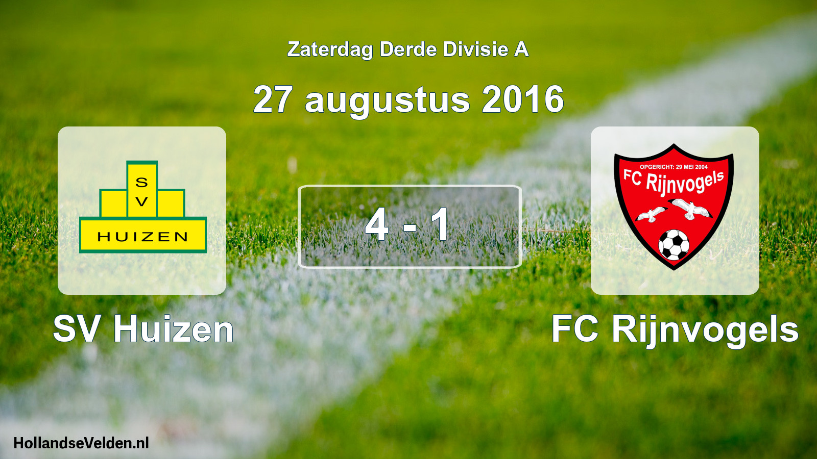 Gespeelde wedstrijd: SV Huizen - FC Rijnvogels 4 - 1 (27 augustus 2016)