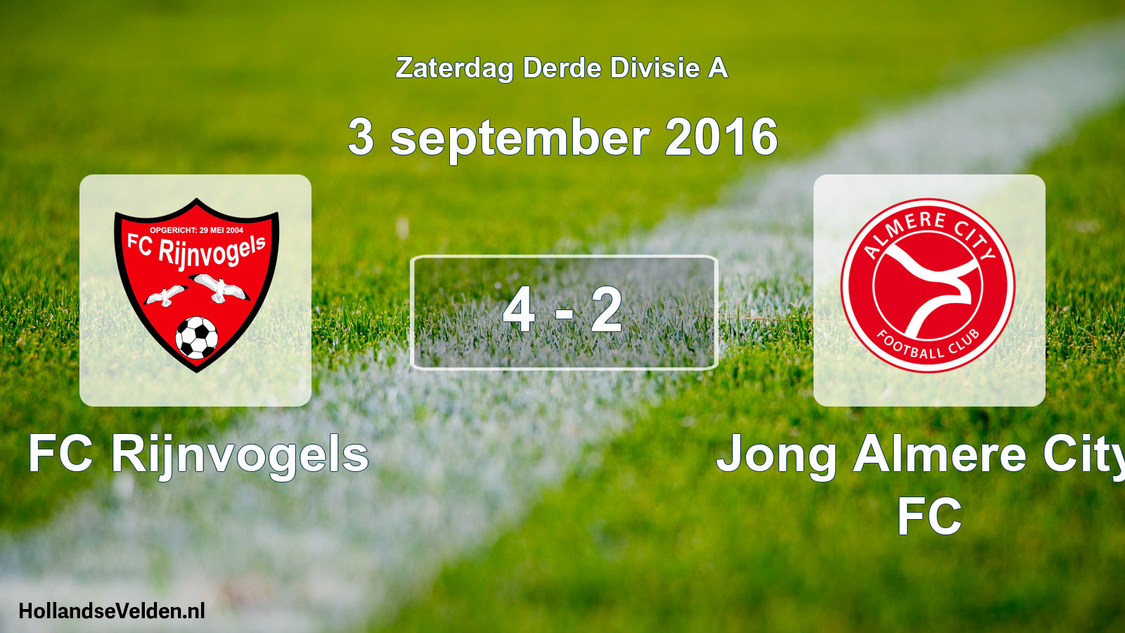Total number of matches played: FC Rijnvogels - Jong Almere City FC 4 - 2 (3 September 2016)