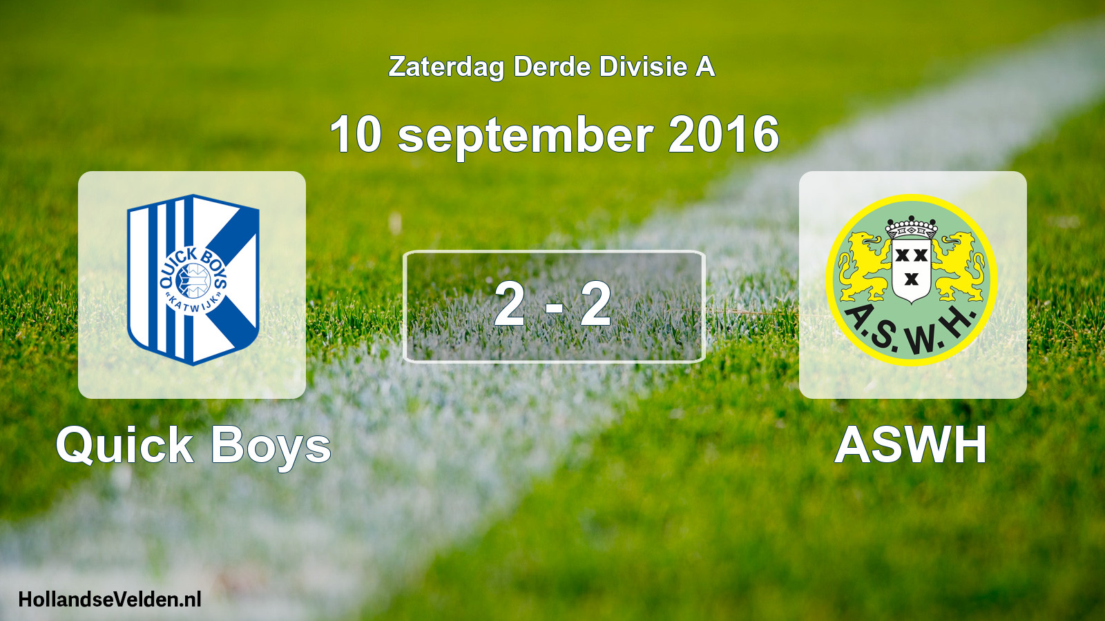 Gespeelde wedstrijd: Quick Boys - ASWH 2 - 2 (10 september 2016)
