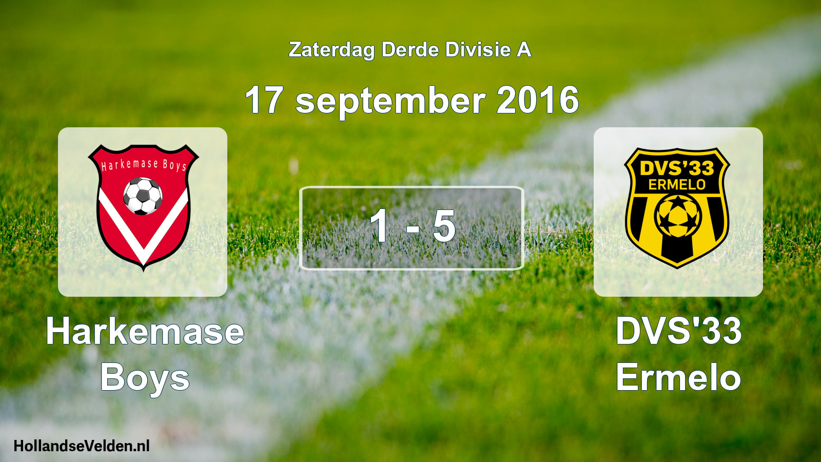 Total number of matches played: Harkemase Boys - DVS'33 Ermelo 1 - 5 (17 September 2016)