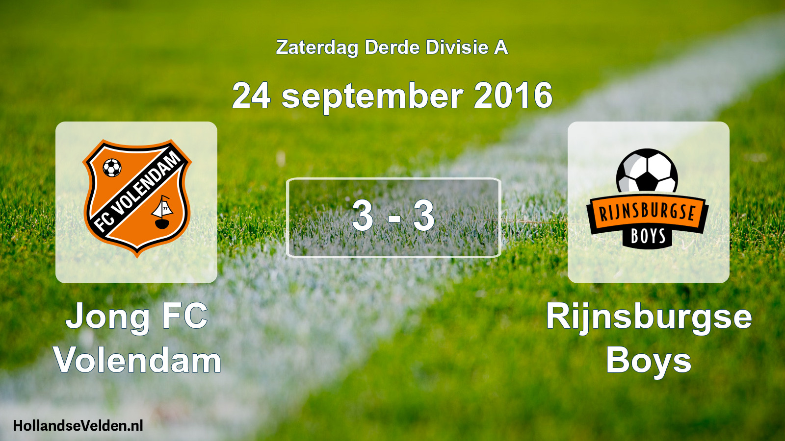 Total number of matches played: Jong FC Volendam - Rijnsburgse Boys 3 - 3 (24 September 2016)