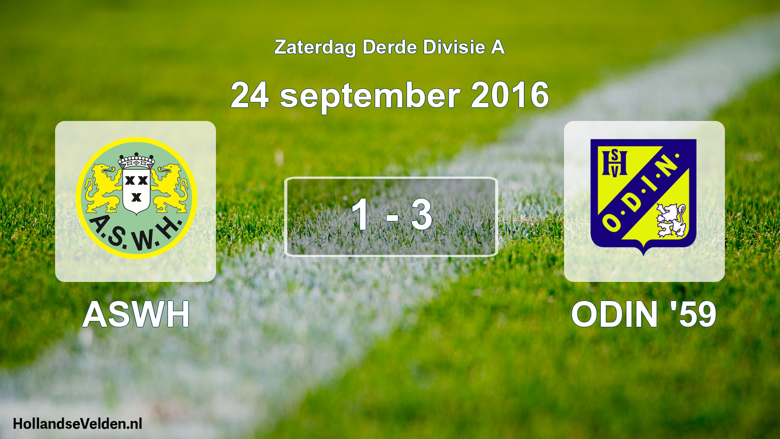 Gespeelde wedstrijd: ASWH - ODIN '59 1 - 3 (24 september 2016)