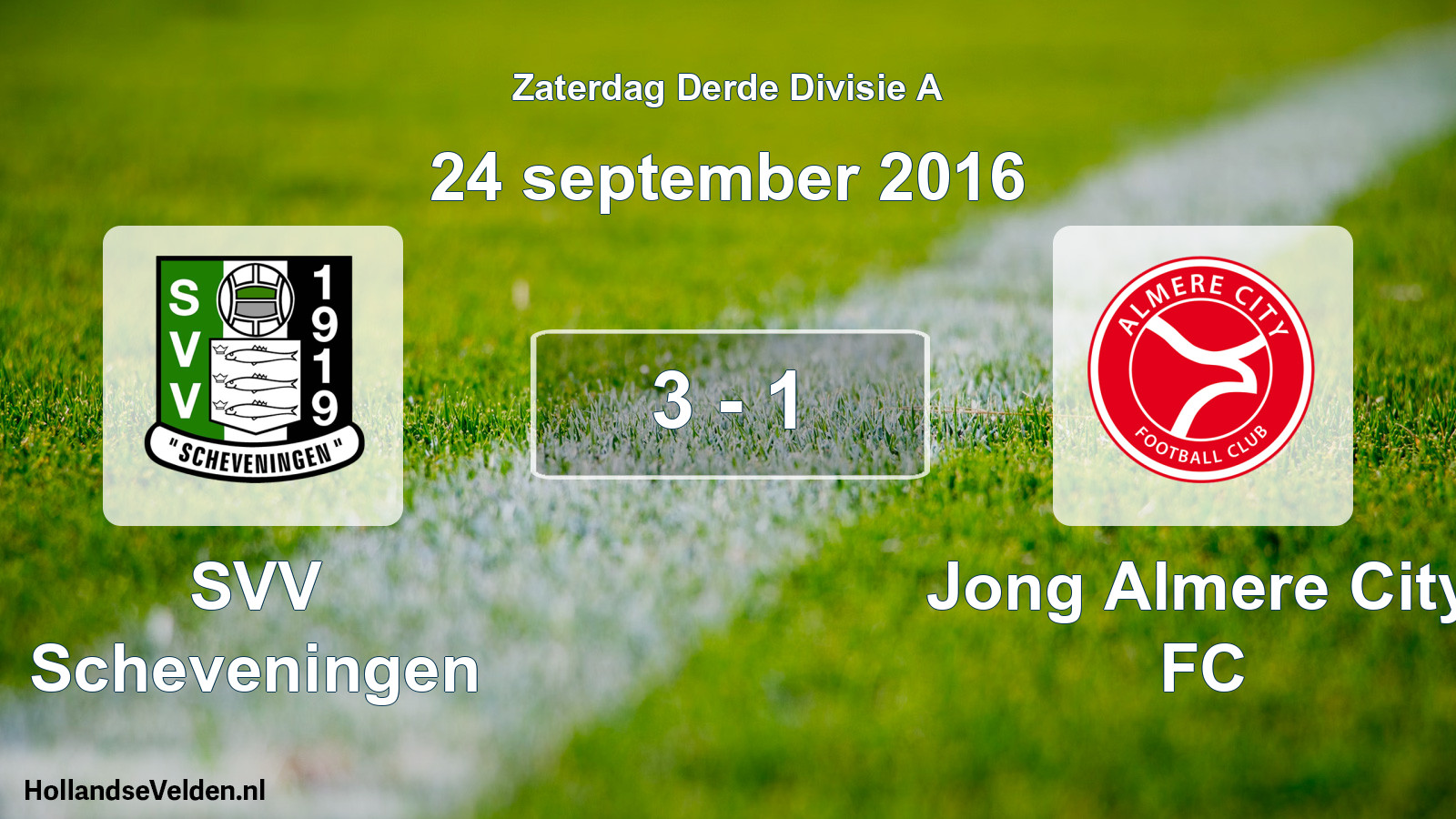Total number of matches played: SVV Scheveningen - Jong Almere City FC 3 - 1 (24 September 2016)