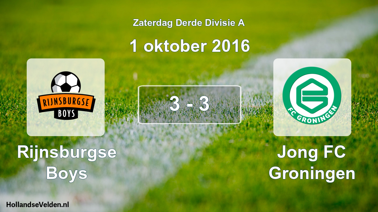 Total number of matches played: Rijnsburgse Boys - Jong FC Groningen 3 - 3 (1 October 2016)