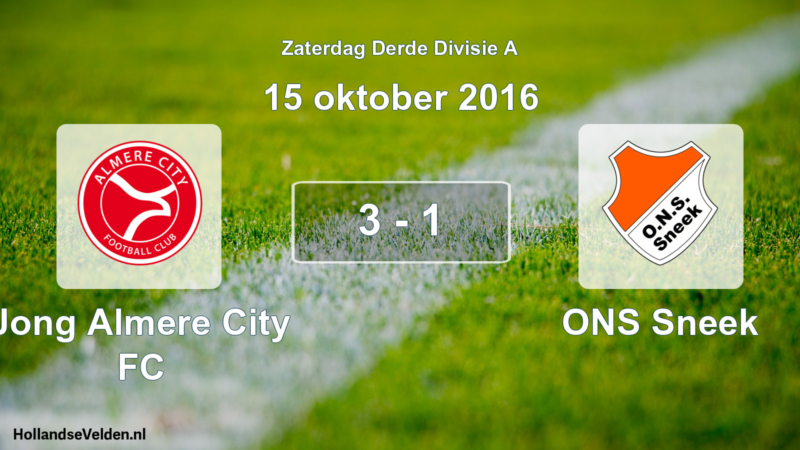 Total number of matches played: Jong Almere City FC - ONS Sneek 3 - 1 (15 October 2016)