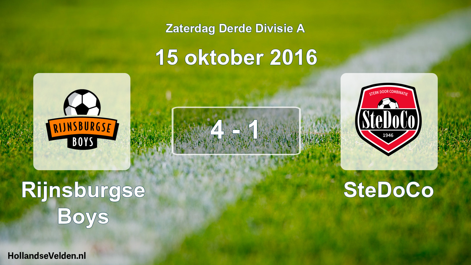Total number of matches played: Rijnsburgse Boys - SteDoCo 4 - 1 (15 October 2016)