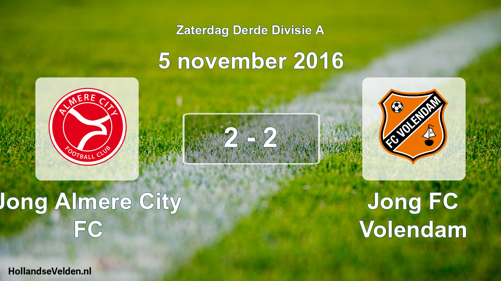 Total number of matches played: Jong Almere City FC - Jong FC Volendam 2 - 2 (5 November 2016)