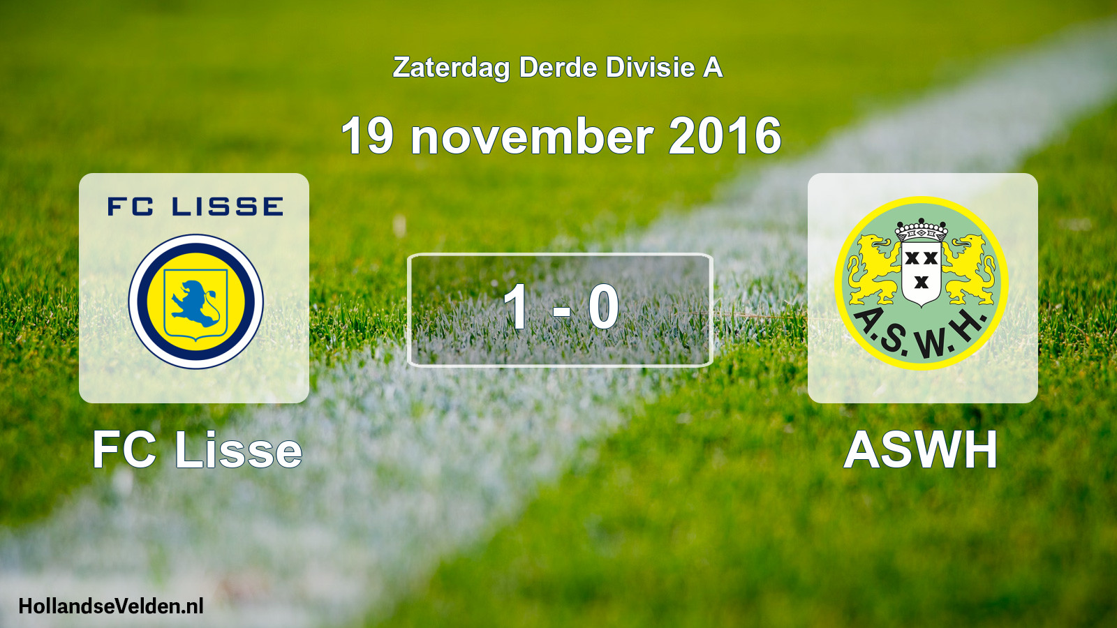 Gespeelde wedstrijd: FC Lisse - ASWH 1 - 0 (19 november 2016)