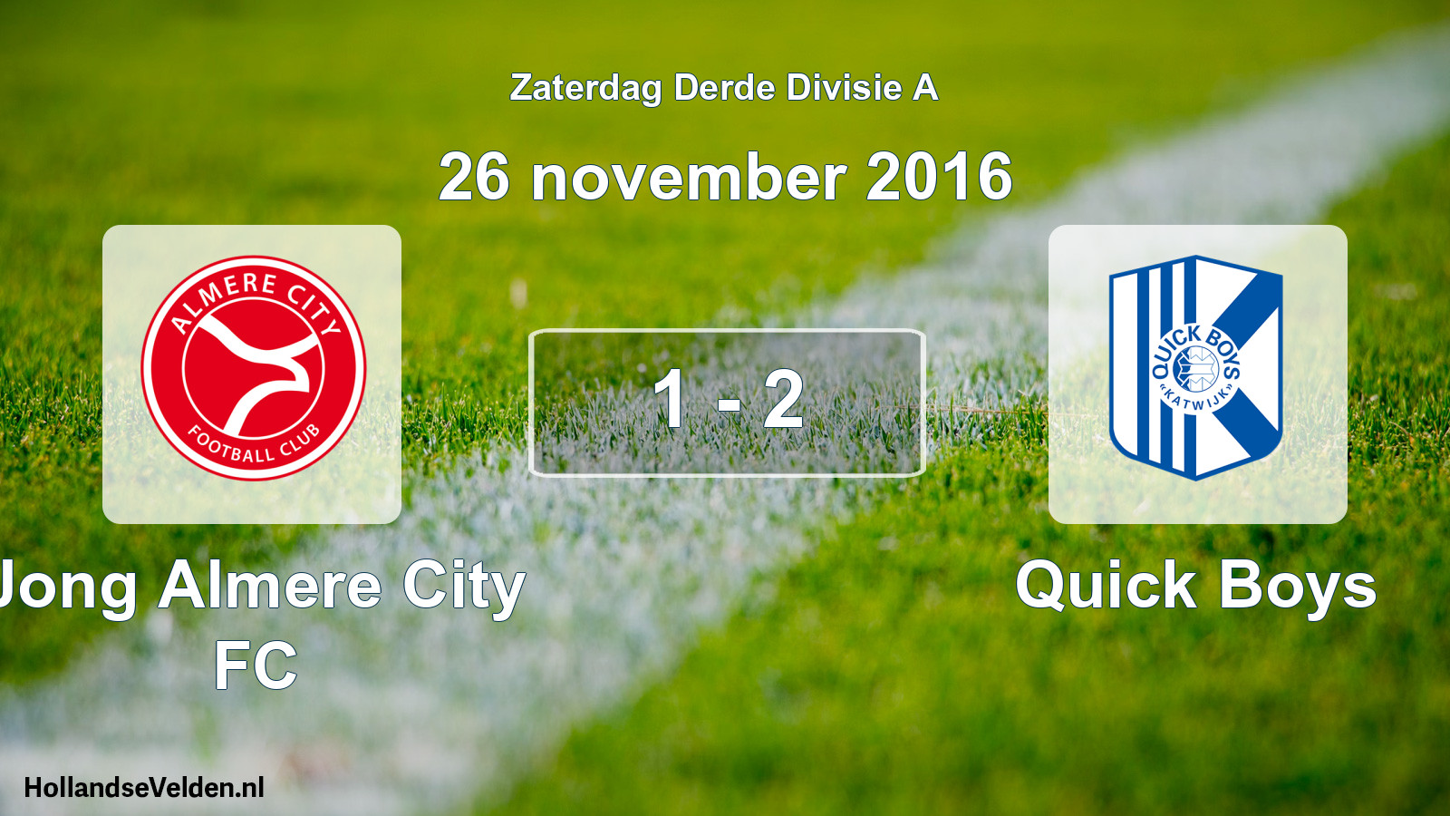 Total number of matches played: Jong Almere City FC - Quick Boys 1 - 2 (26 November 2016)