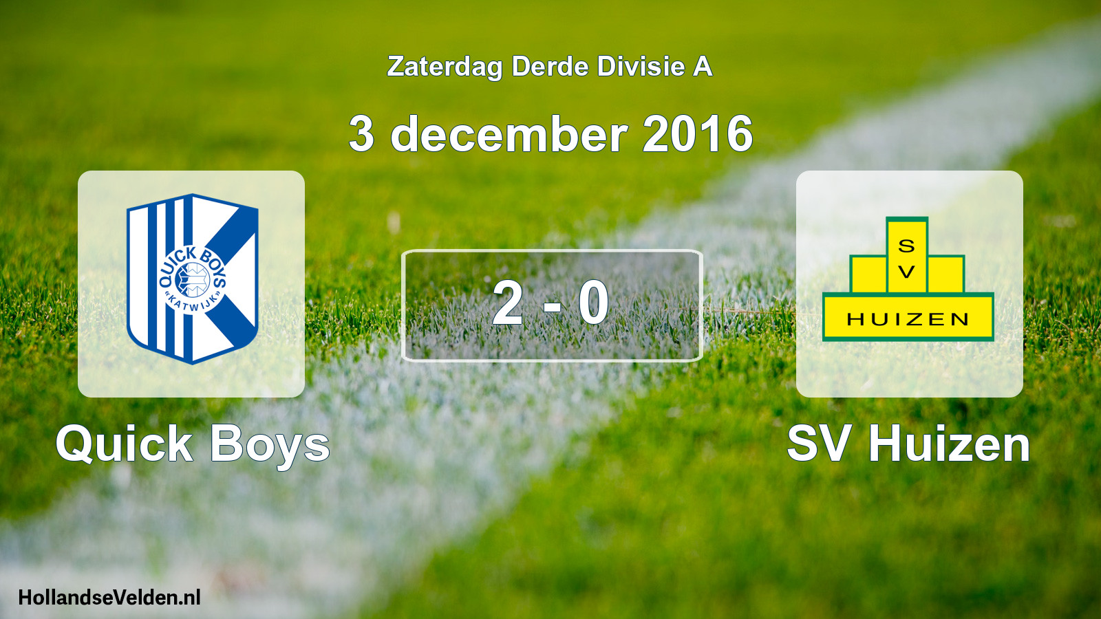 Total number of matches played: Quick Boys - SV Huizen 2 - 0 (3 December 2016)