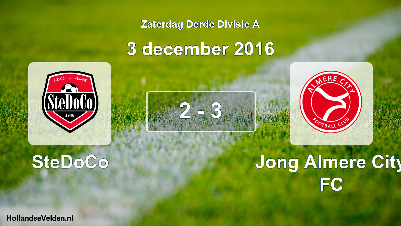 Total number of matches played: SteDoCo - Jong Almere City FC 2 - 3 (3 December 2016)