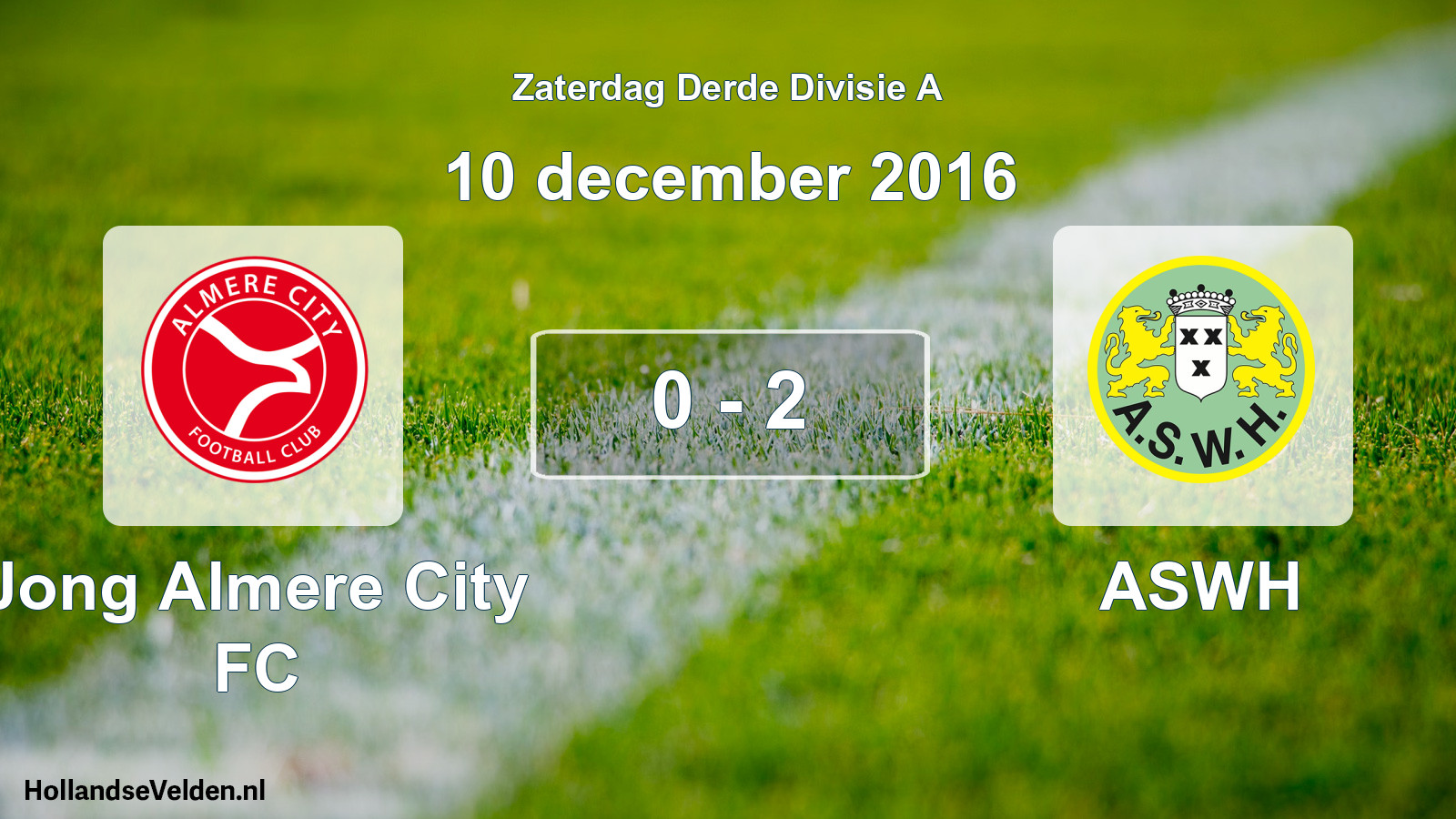 Total number of matches played: Jong Almere City FC - ASWH 0 - 2 (10 December 2016)