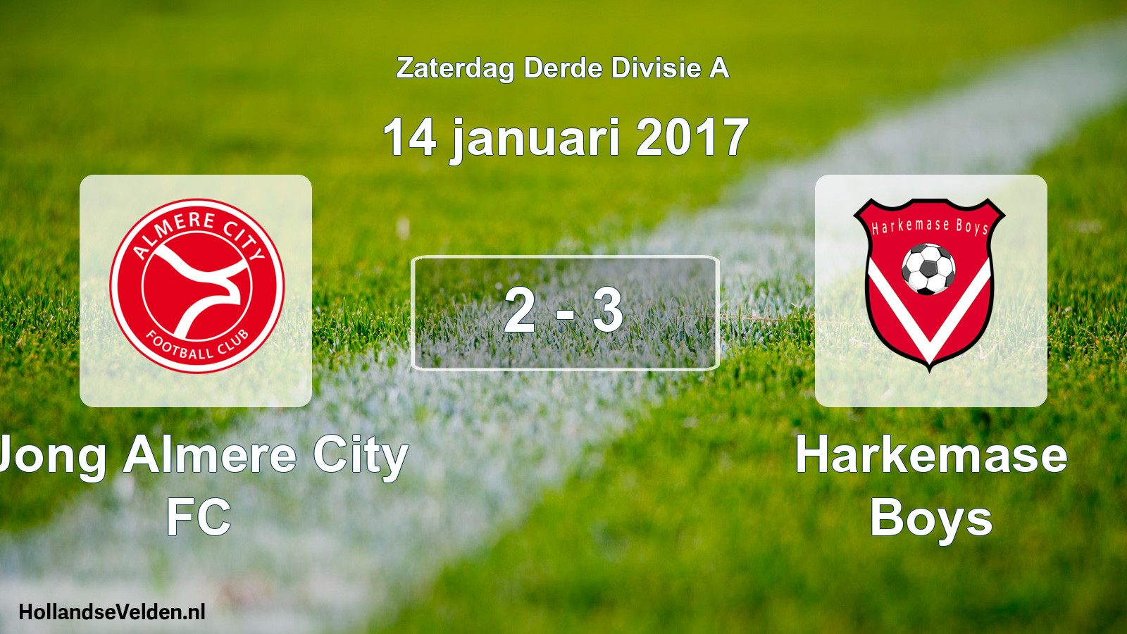 Total number of matches played: Jong Almere City FC - Harkemase Boys 2 - 3 (14 January 2017)