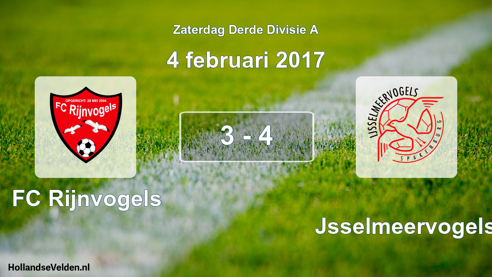 Total number of matches played: FC Rijnvogels - IJsselmeervogels 3 - 4 (4 February 2017)