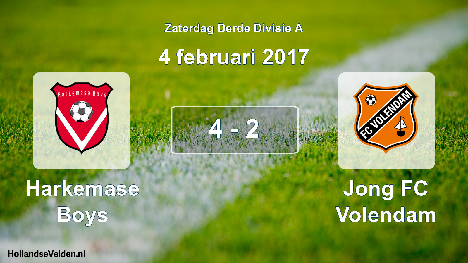 Total number of matches played: Harkemase Boys - Jong FC Volendam 4 - 2 (4 February 2017)