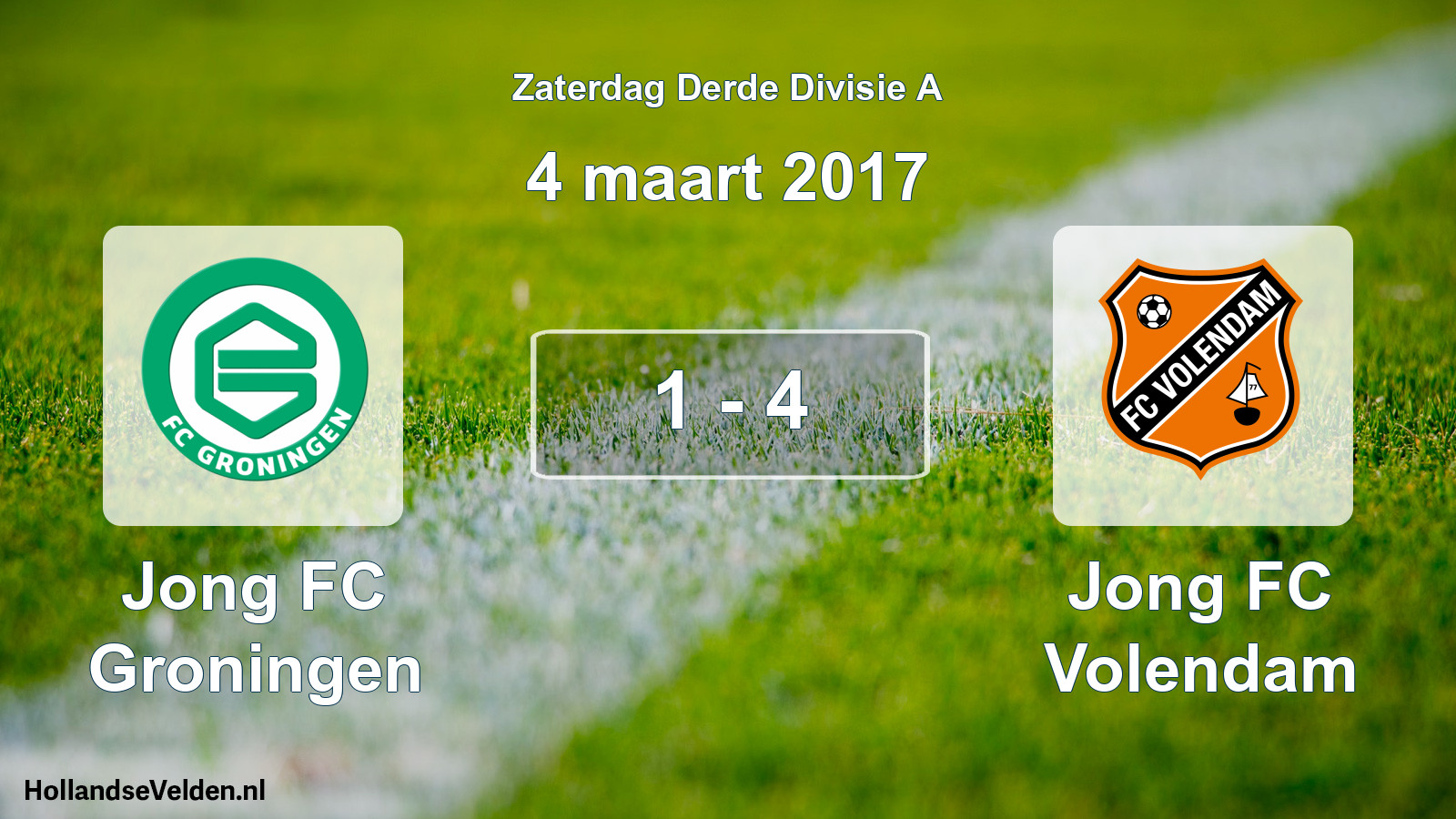 Total number of matches played: Jong FC Groningen - Jong FC Volendam 1 - 4 (4 March 2017)