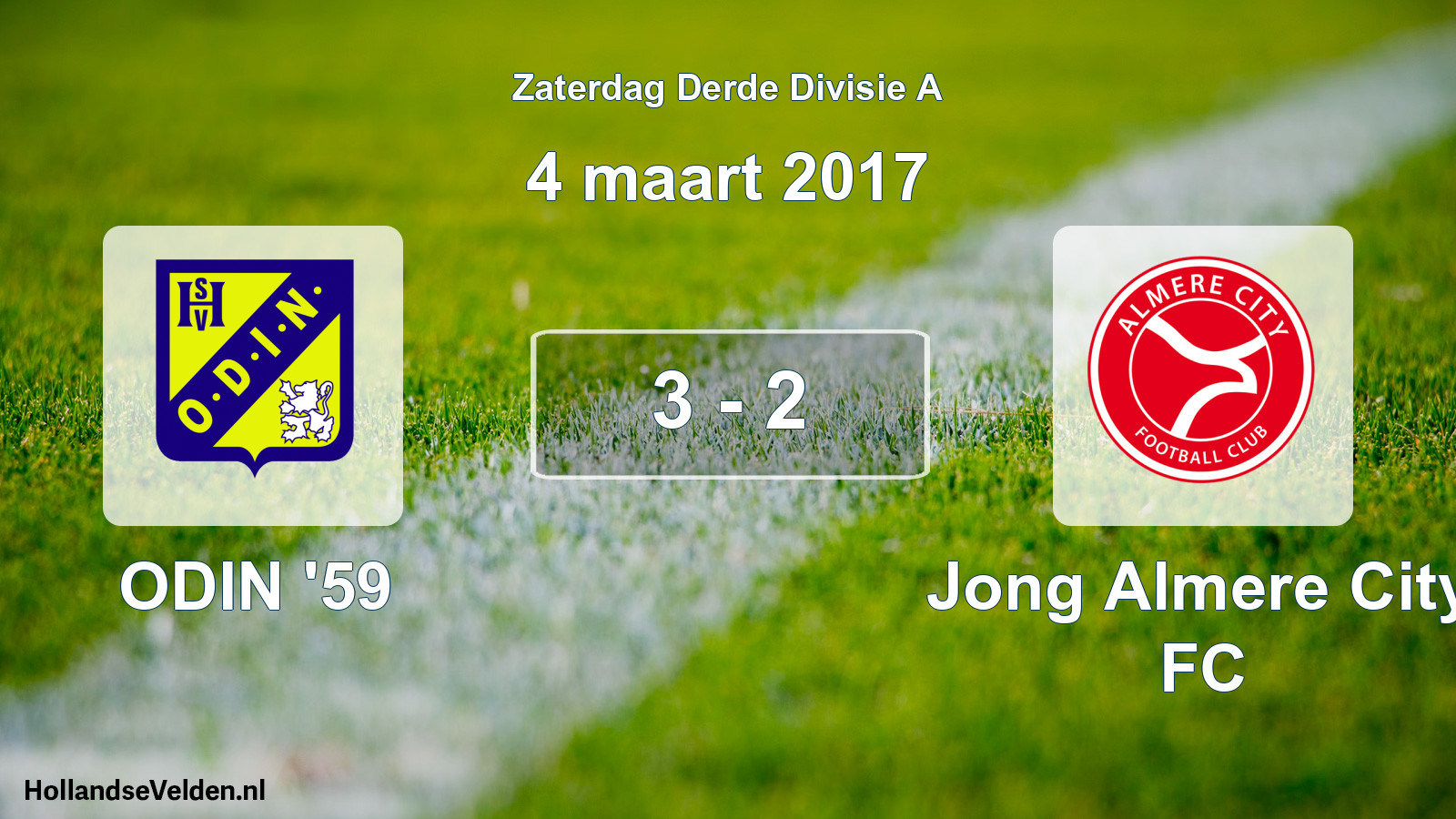 Gespeelde wedstrijd: ODIN '59 - Jong Almere City FC 3 - 2 (4 maart 2017)