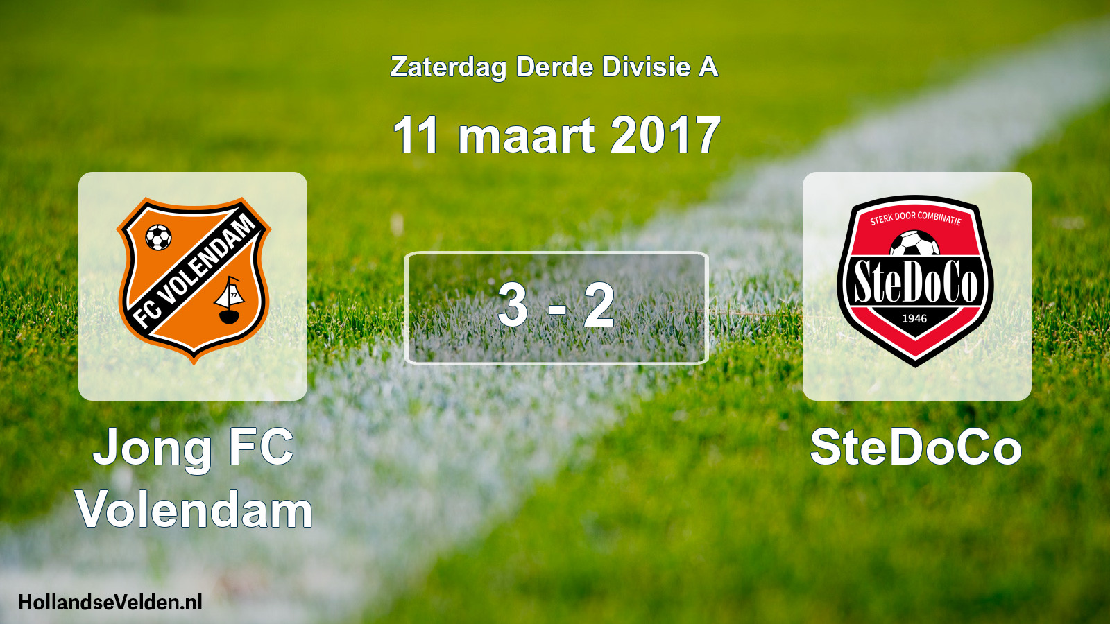 Total number of matches played: Jong FC Volendam - SteDoCo 3 - 2 (11 March 2017)