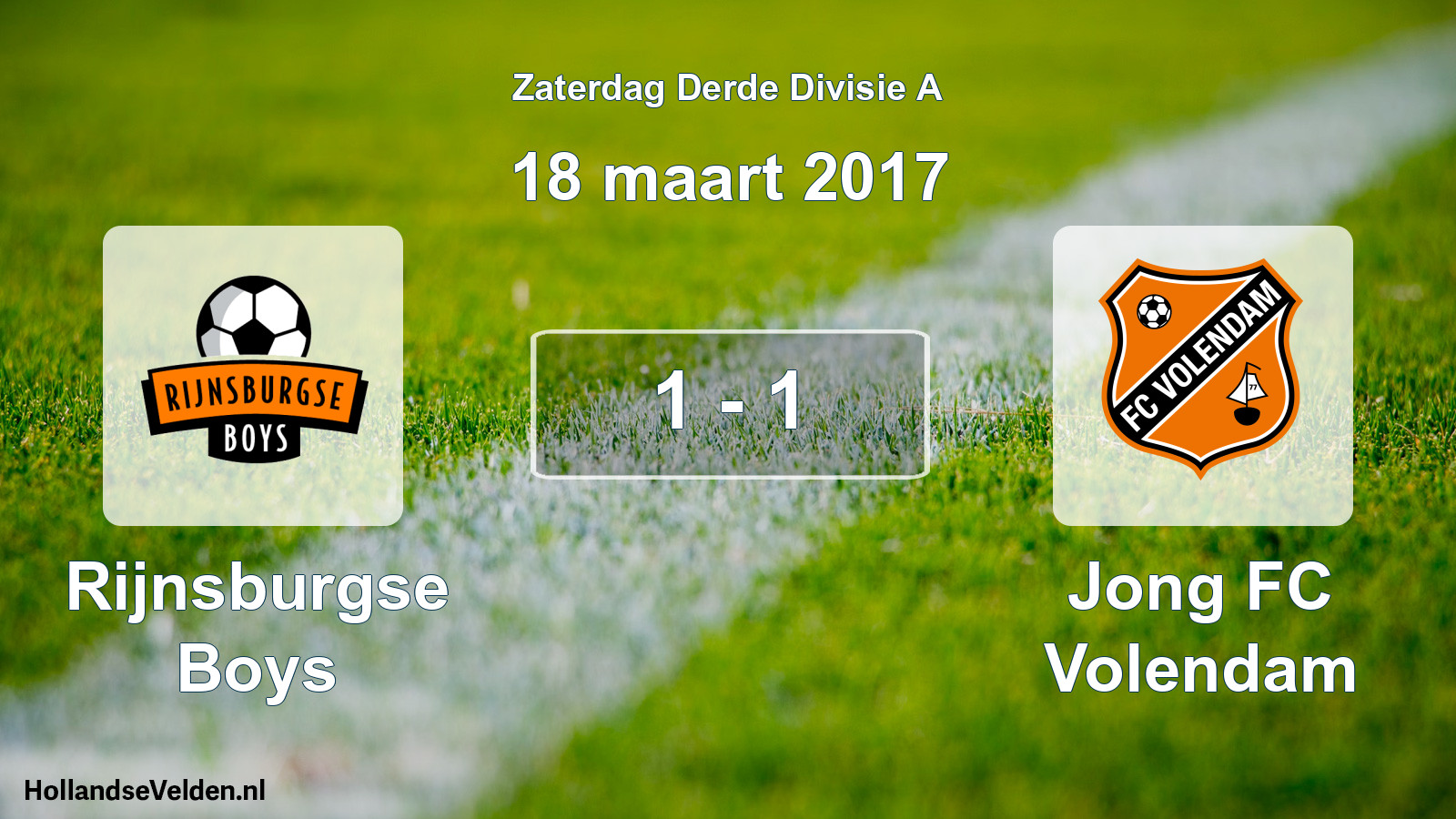 Gespeelde wedstrijd: Rijnsburgse Boys - Jong FC Volendam 1 - 1 (18 maart 2017)