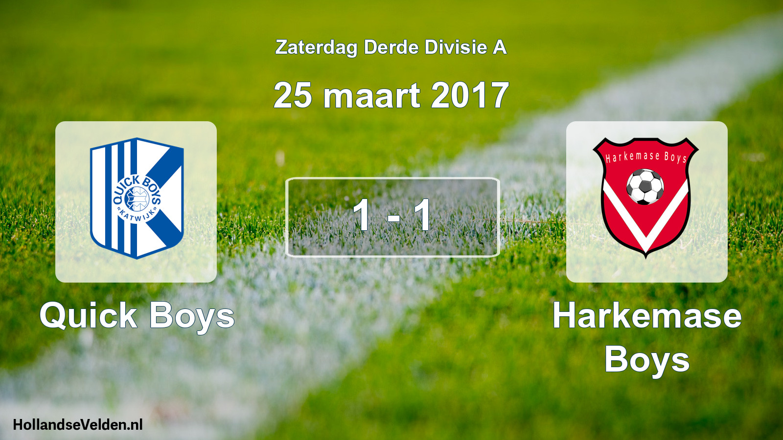 Total number of matches played: Quick Boys - Harkemase Boys 1 - 1 (25 March 2017)