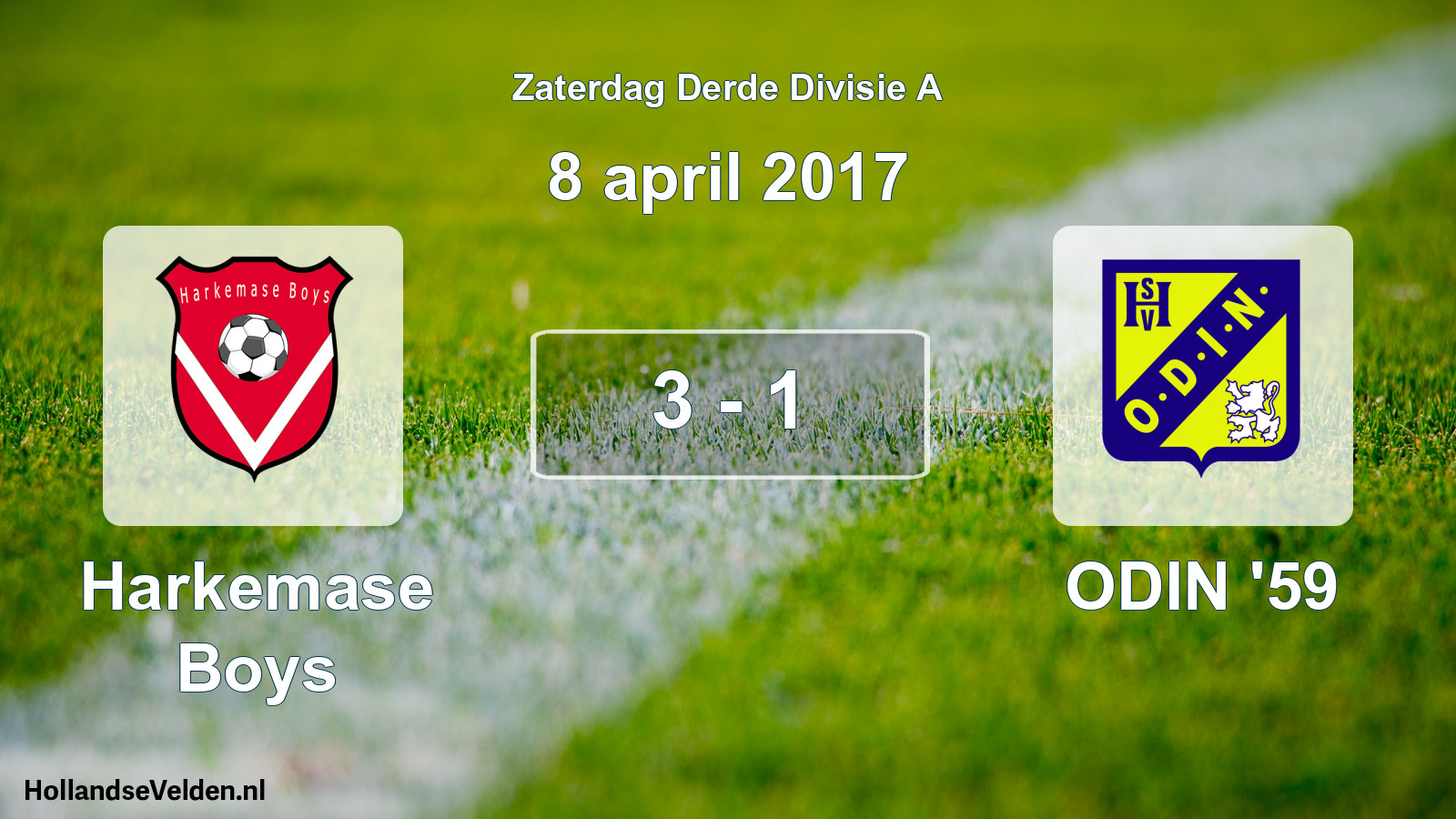 Total number of matches played: Harkemase Boys - ODIN '59 3 - 1 (8 April 2017)