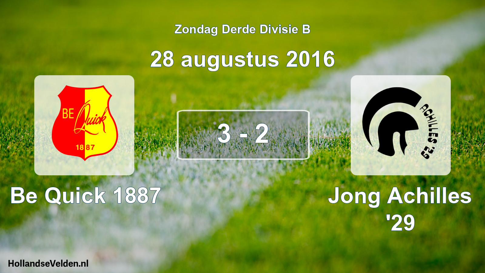 Total number of matches played: Be Quick 1887 - Jong Achilles '29 3 - 2 (28 August 2016)