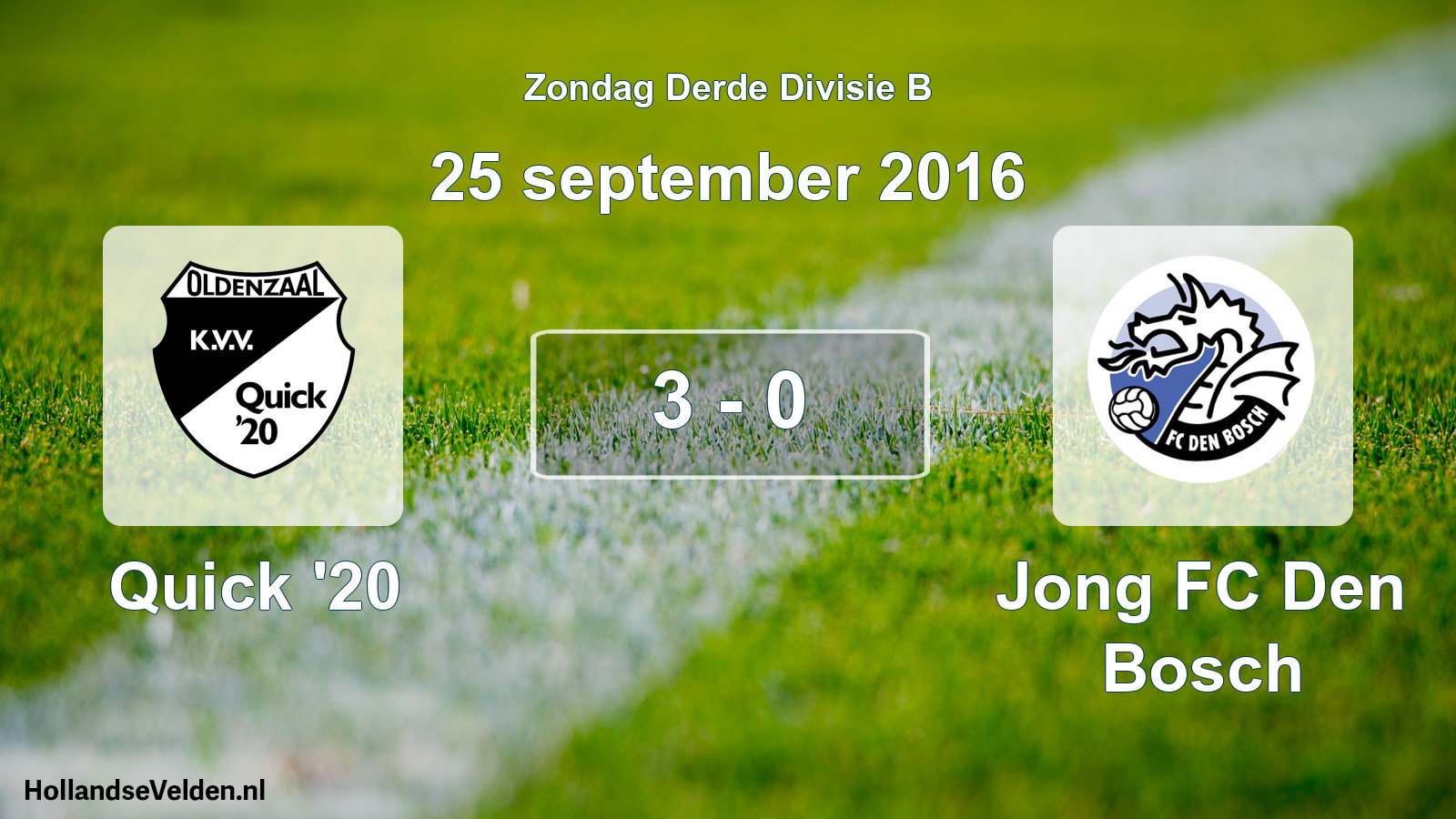 Total number of matches played: Quick '20 - Jong FC Den Bosch 3 - 0 (25 September 2016)