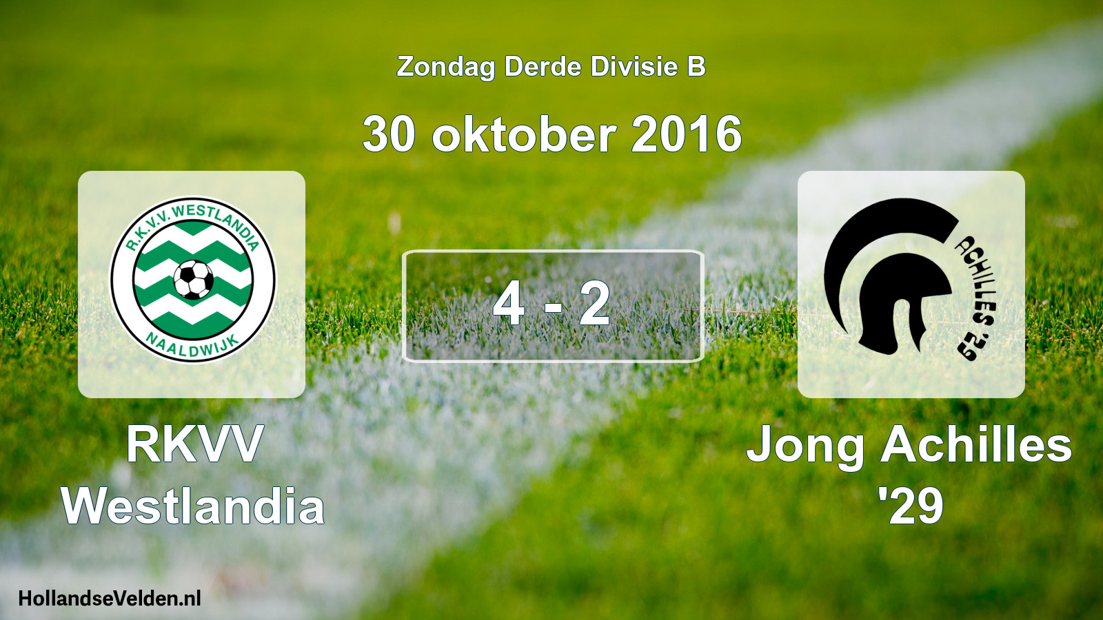 Total number of matches played: RKVV Westlandia - Jong Achilles '29 4 - 2 (30 October 2016)