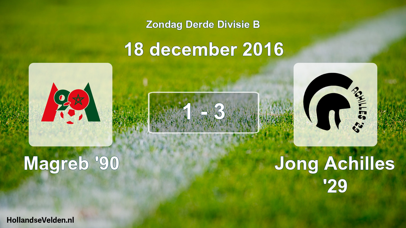 Total number of matches played: Magreb '90 - Jong Achilles '29 1 - 3 (18 December 2016)