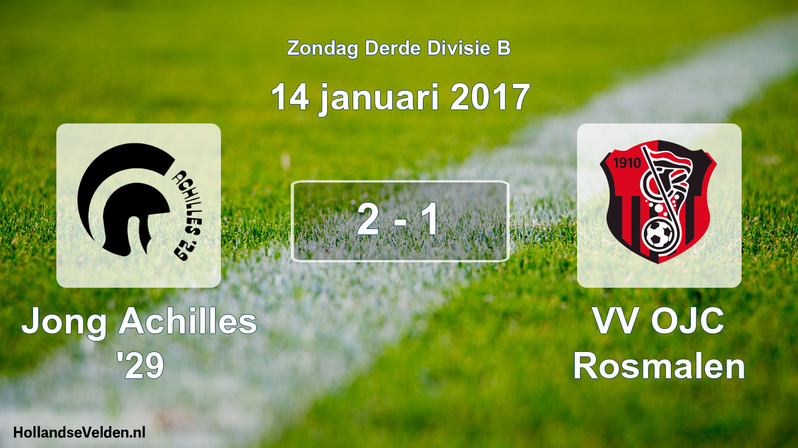 Total number of matches played: Jong Achilles '29 - VV OJC Rosmalen 2 - 1 (14 January 2017)