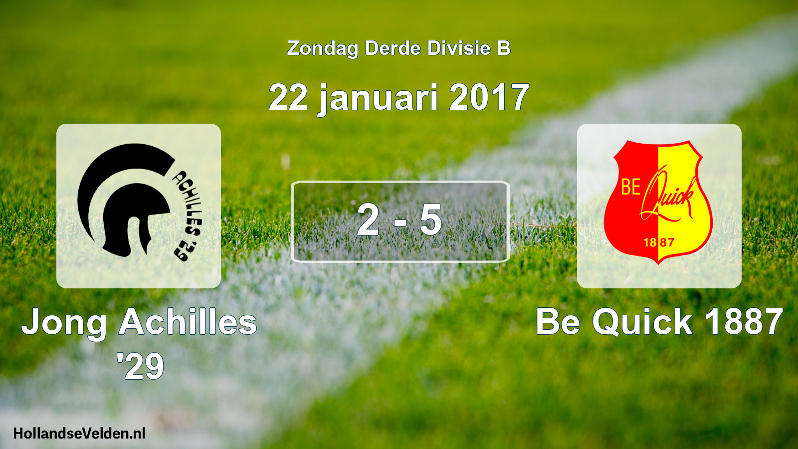 Total number of matches played: Jong Achilles '29 - Be Quick 1887 2 - 5 (22 January 2017)
