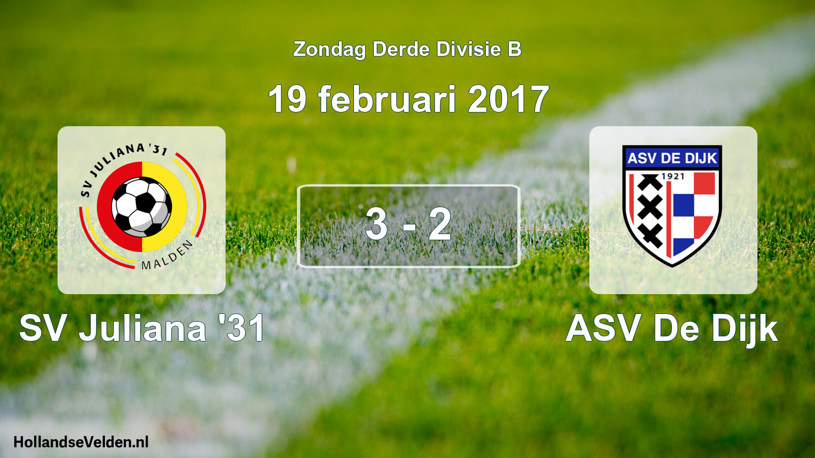 Total number of matches played: SV Juliana '31 - ASV De Dijk 3 - 2 (19 February 2017)