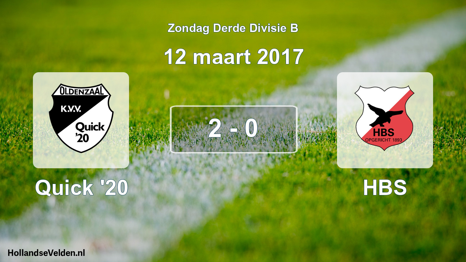 Total number of matches played: Quick '20 - HBS 2 - 0 (12 March 2017)