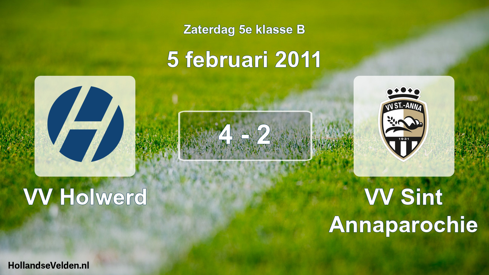 Total number of matches played: VV Holwerd - VV Sint Annaparochie 4 - 2 (5 February 2011)