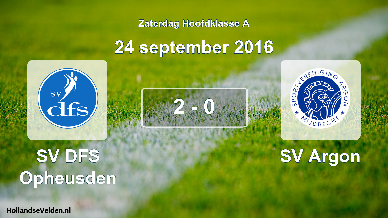Total number of matches played: SV DFS Opheusden - SV Argon 2 - 0 (24 September 2016)