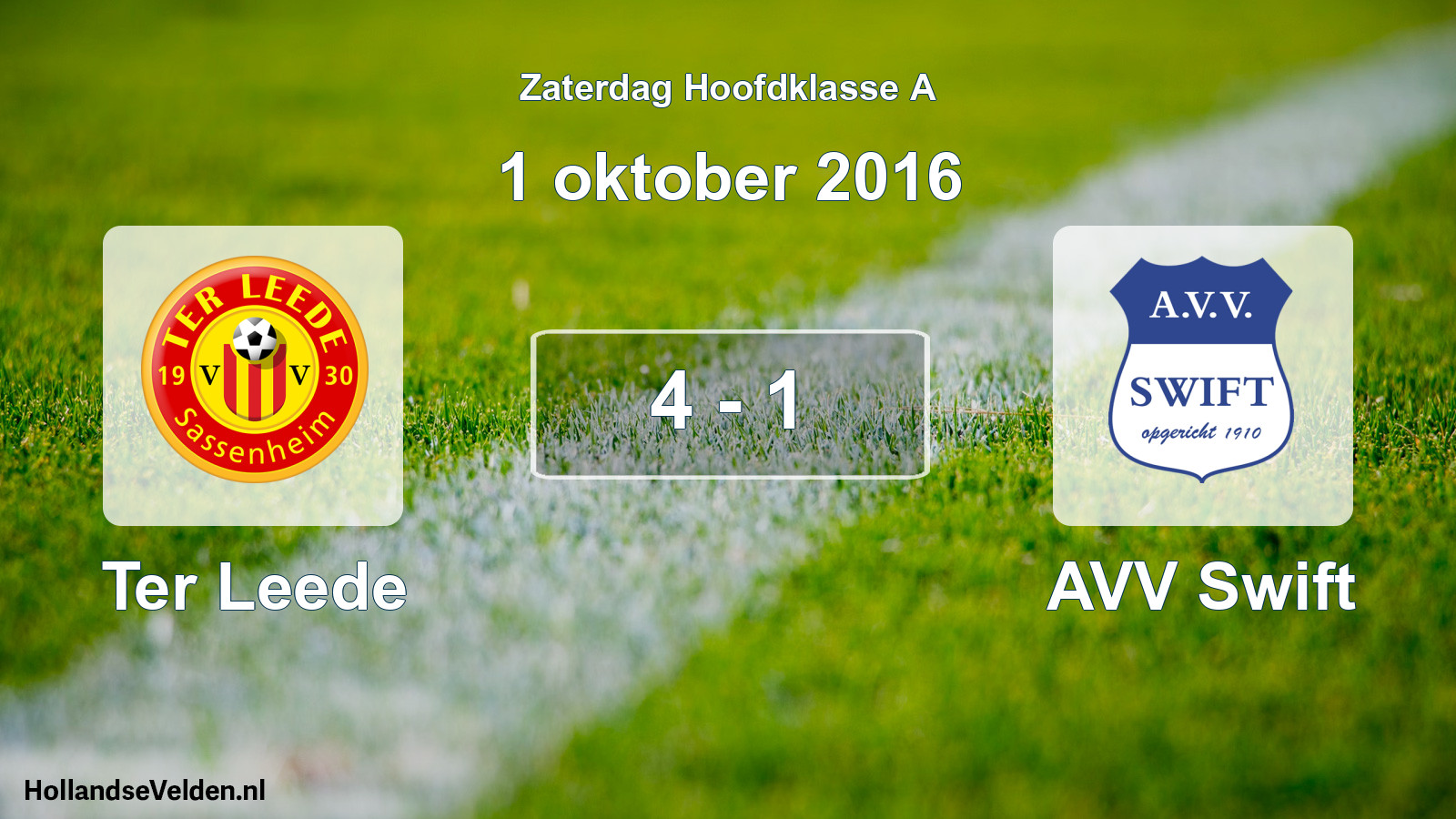 Gespeelde wedstrijd: Ter Leede - AVV Swift 4 - 1 (1 oktober 2016)
