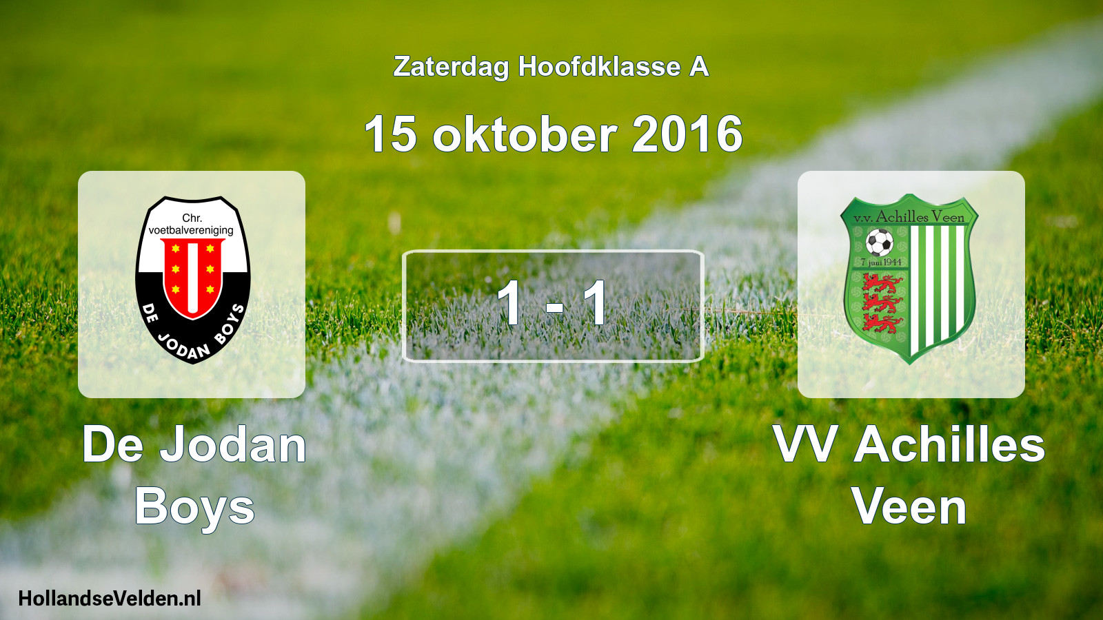 Gespeelde wedstrijd: De Jodan Boys - VV Achilles Veen 1 - 1 (15 oktober 2016)