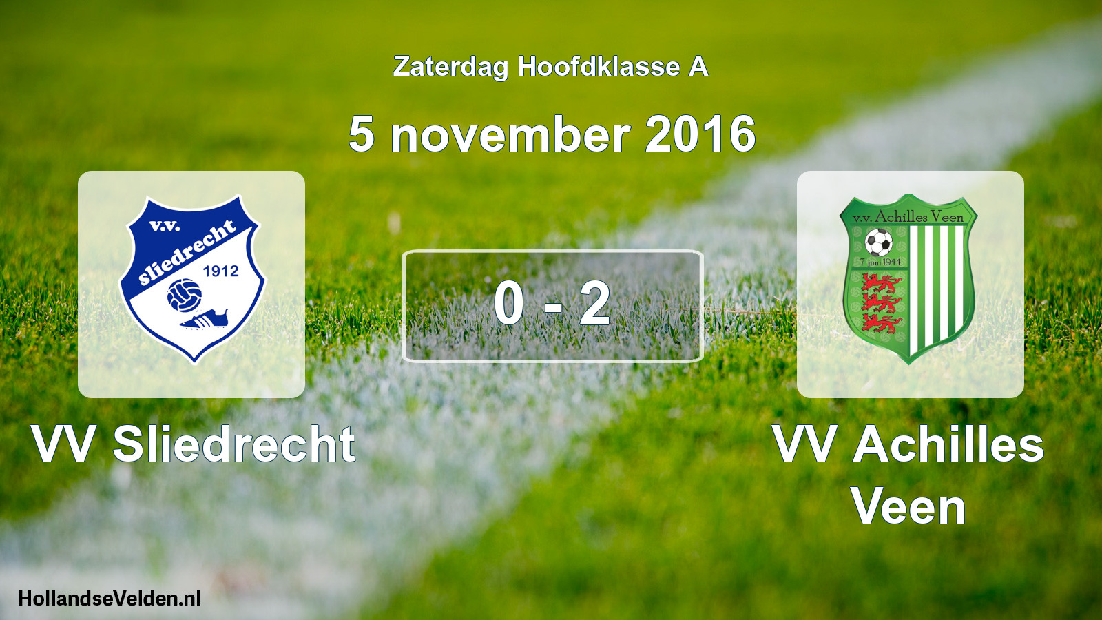 Total number of matches played: VV Sliedrecht - VV Achilles Veen 0 - 2 (5 November 2016)