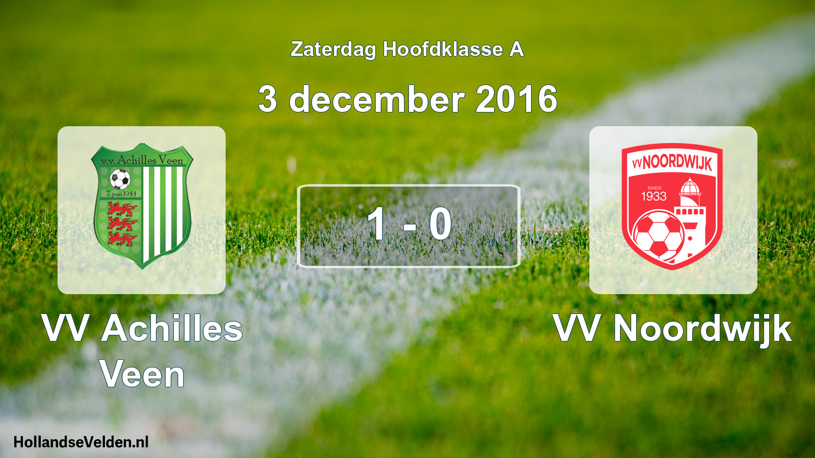 Total number of matches played: VV Achilles Veen - VV Noordwijk 1 - 0 (3 December 2016)