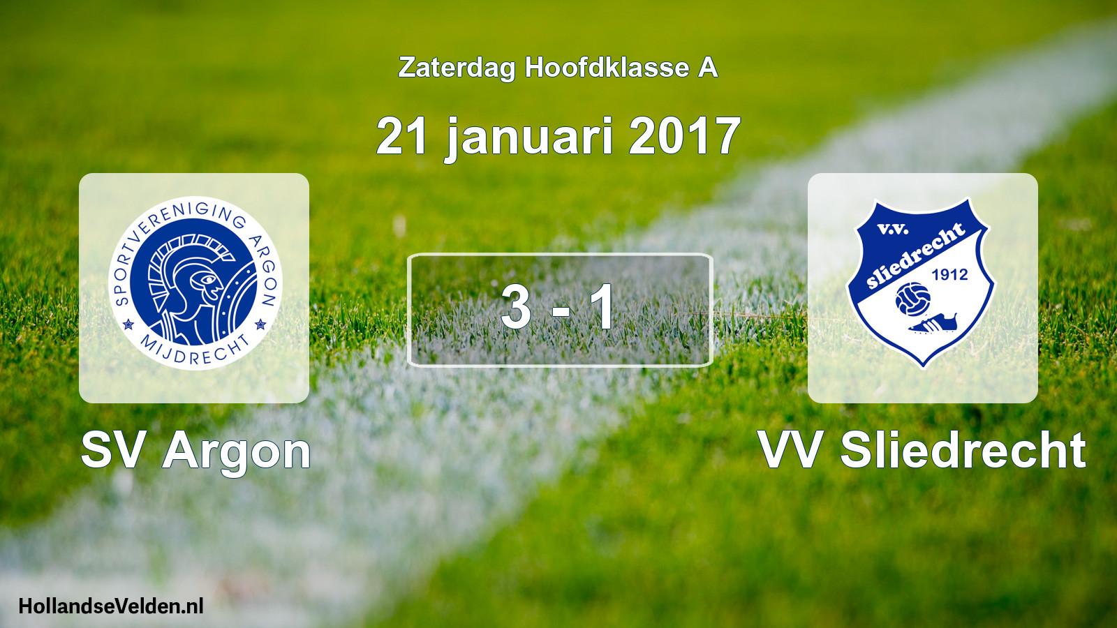 Total number of matches played: SV Argon - VV Sliedrecht 3 - 1 (21 January 2017)