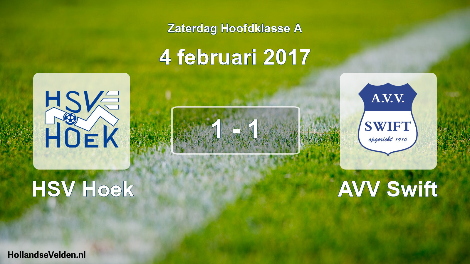 Total number of matches played: HSV Hoek - AVV Swift 1 - 1 (4 February 2017)