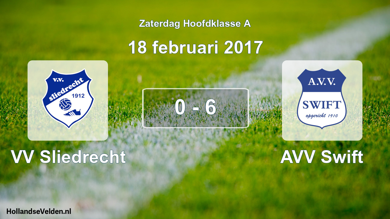 Total number of matches played: VV Sliedrecht - AVV Swift 0 - 6 (18 February 2017)