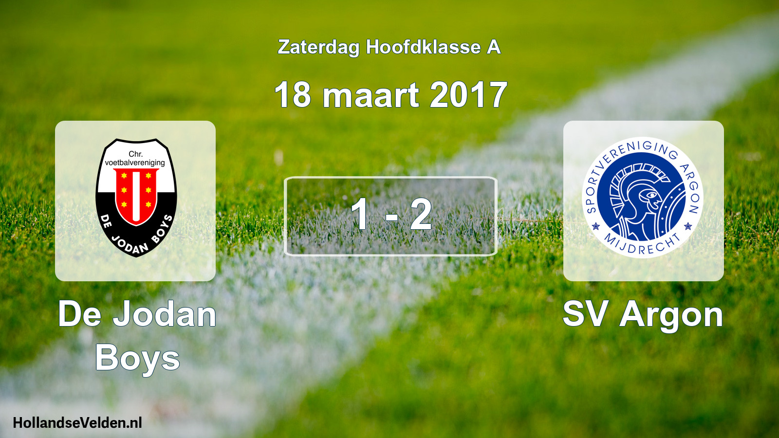 Total number of matches played: De Jodan Boys - SV Argon 1 - 2 (18 March 2017)