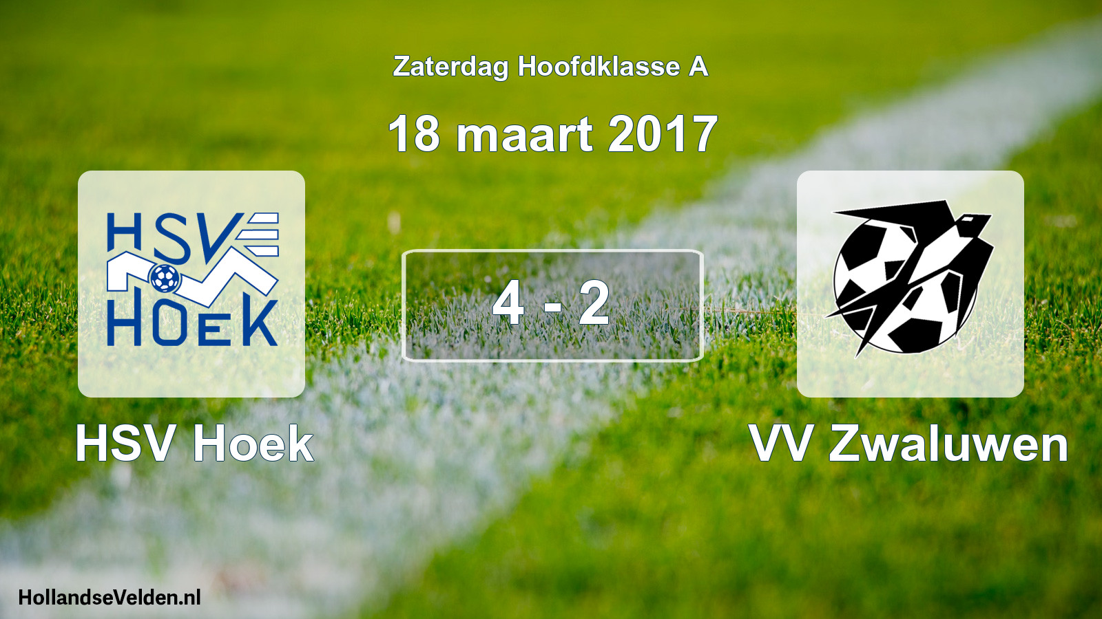 Total number of matches played: HSV Hoek - VV Zwaluwen 4 - 2 (18 March 2017)