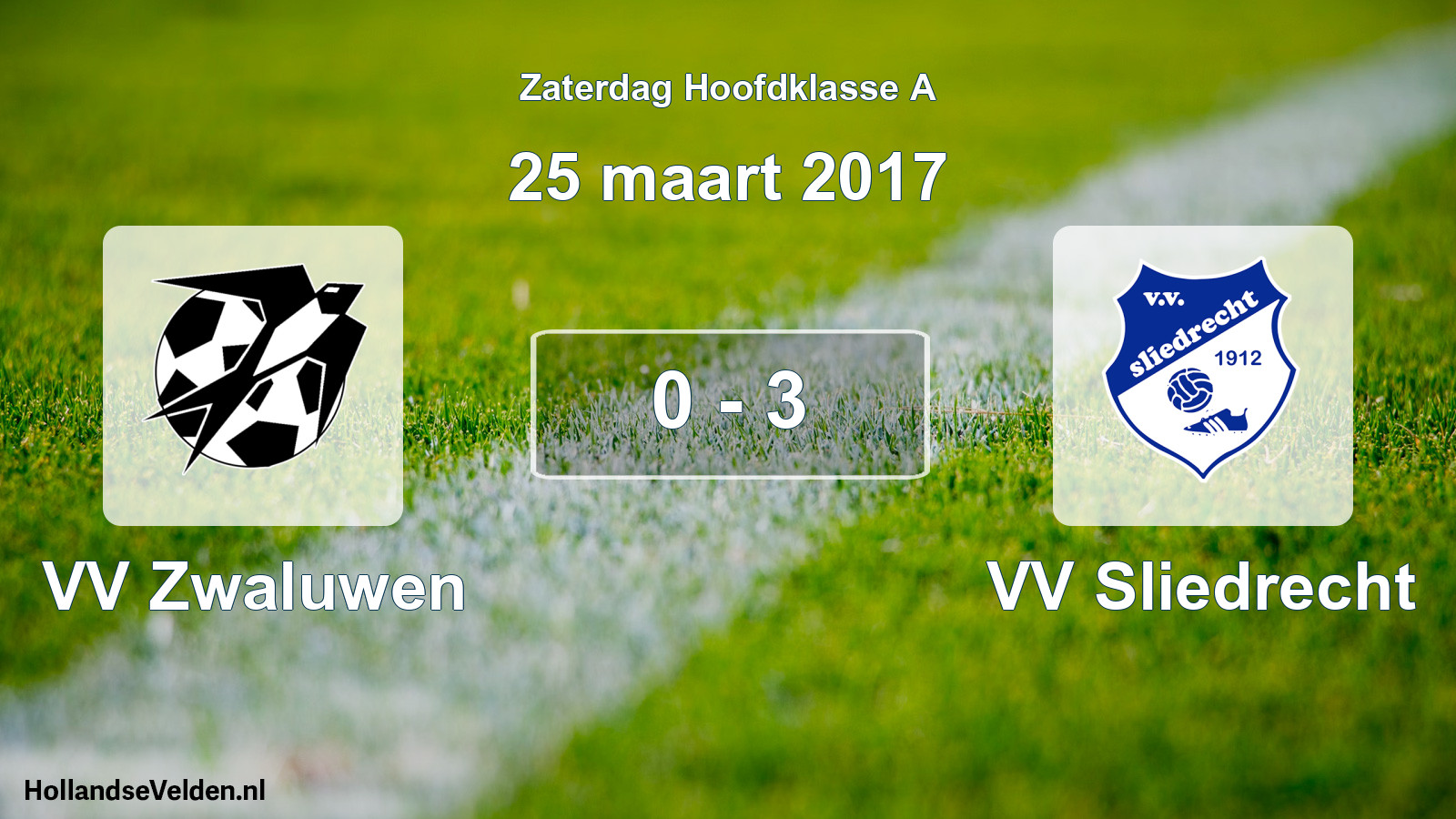 Total number of matches played: VV Zwaluwen - VV Sliedrecht 0 - 3 (25 March 2017)