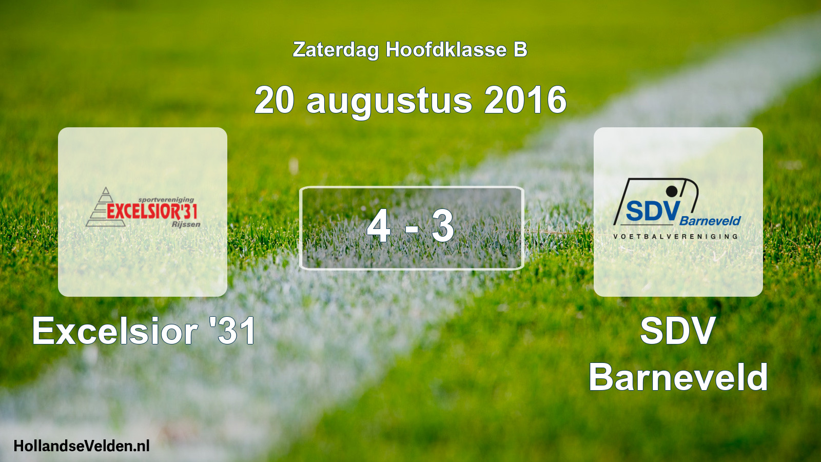 Total number of matches played: Excelsior '31 - SDV Barneveld 4 - 3 (20 August 2016)