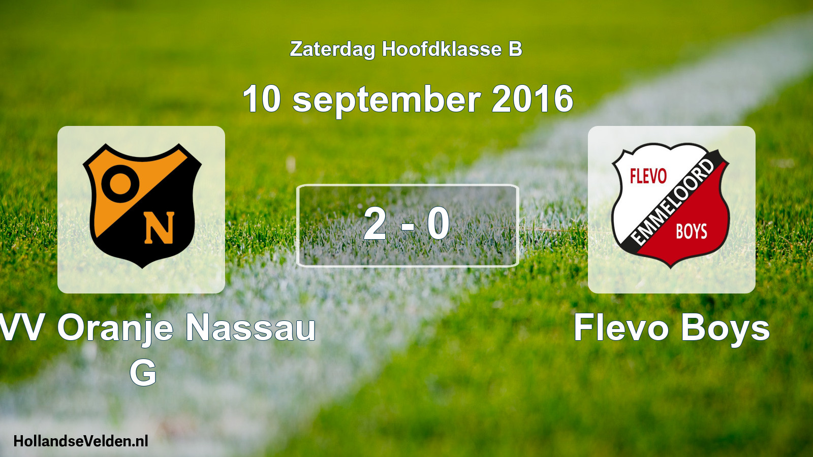 Total number of matches played: CVV Oranje Nassau G - Flevo Boys 2 - 0 (10 September 2016)