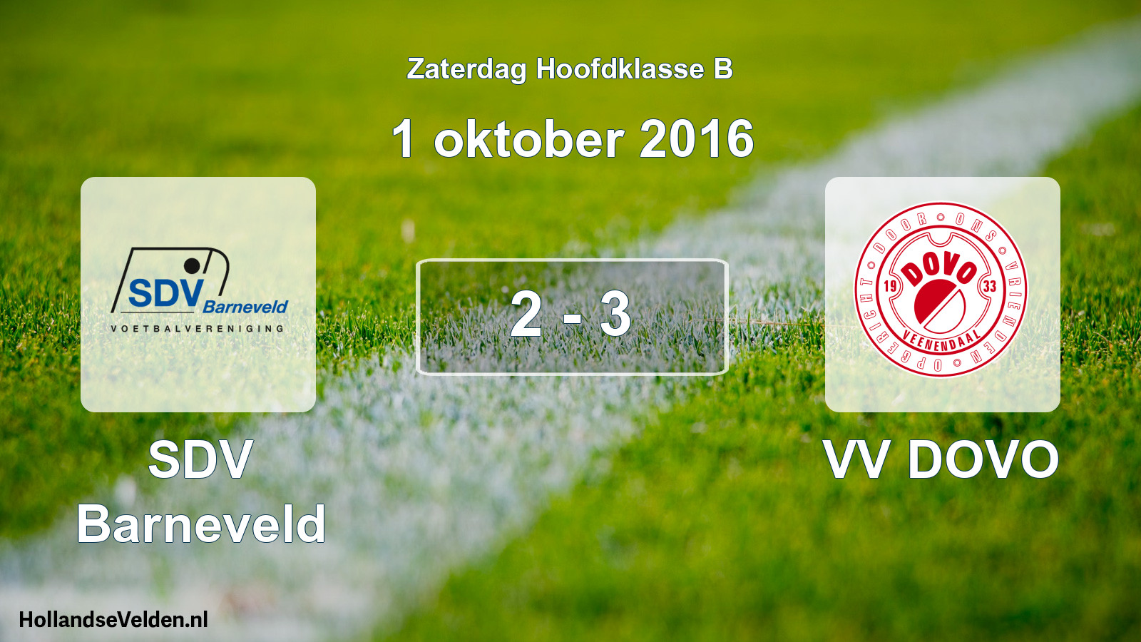 Total number of matches played: SDV Barneveld - VV DOVO 2 - 3 (1 October 2016)