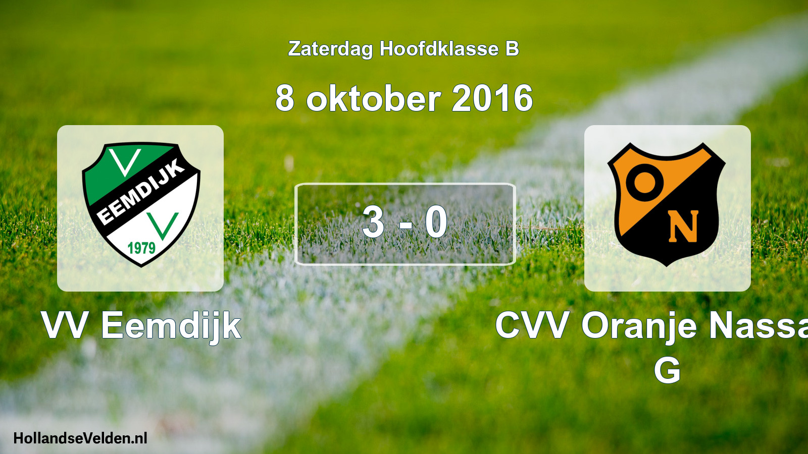 Total number of matches played: VV Eemdijk - CVV Oranje Nassau G 3 - 0 (8 October 2016)